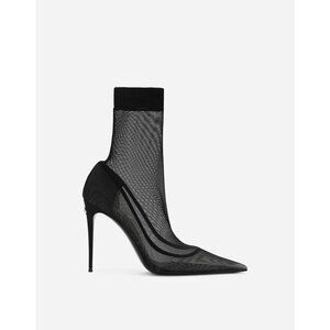 Dolce & Gabbana Black Stretch Tulle Ankle Boots